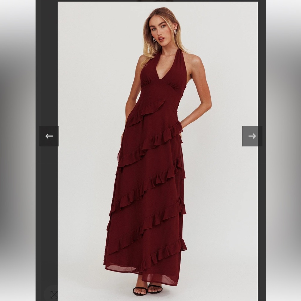 Red Asymmetrical Ruffled Sundress V-Neck